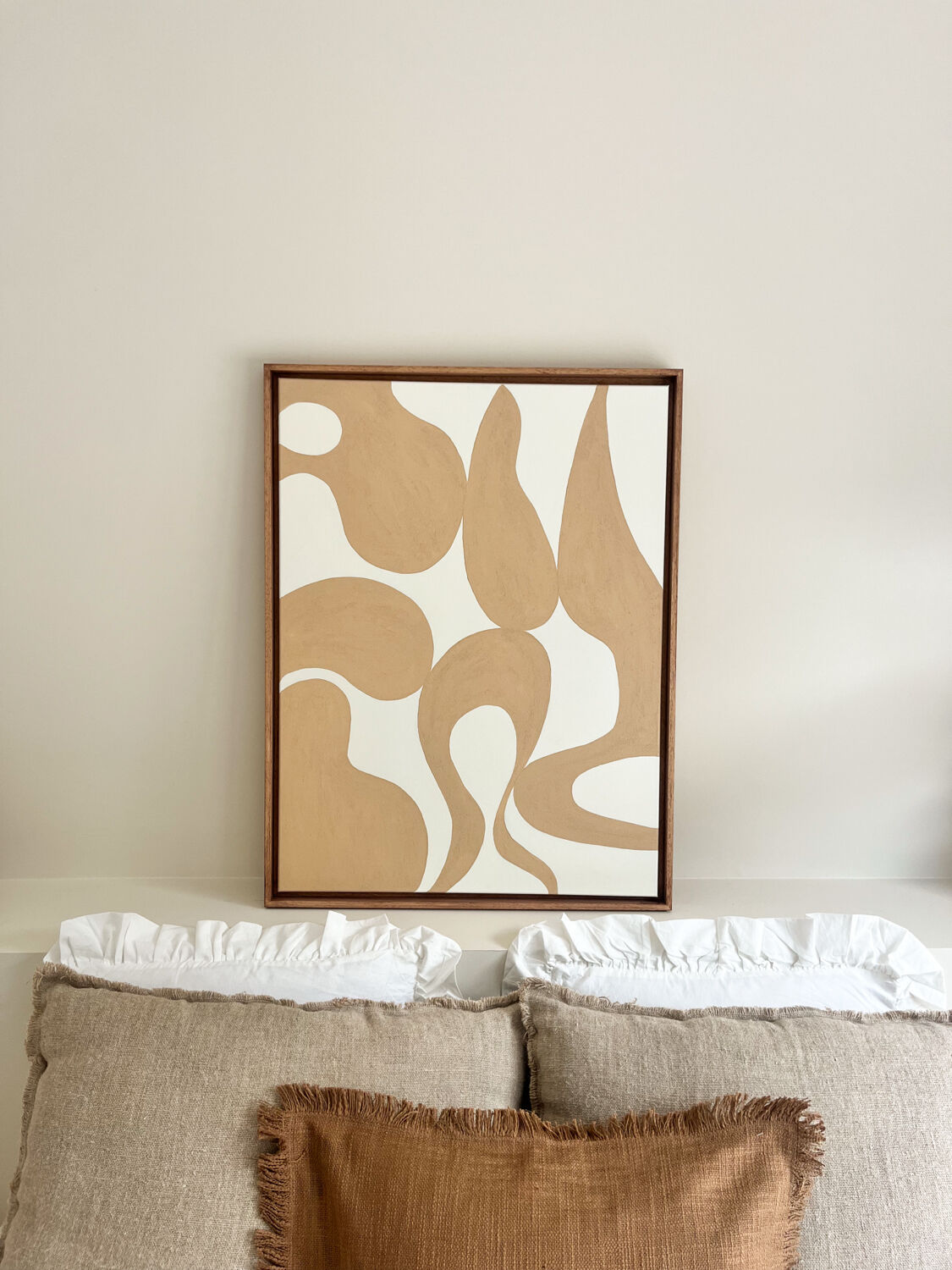 Beige and cream organic relief table.