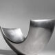 Polished Aluminum Asymmetric Contemporary Deep Bowl, Medium