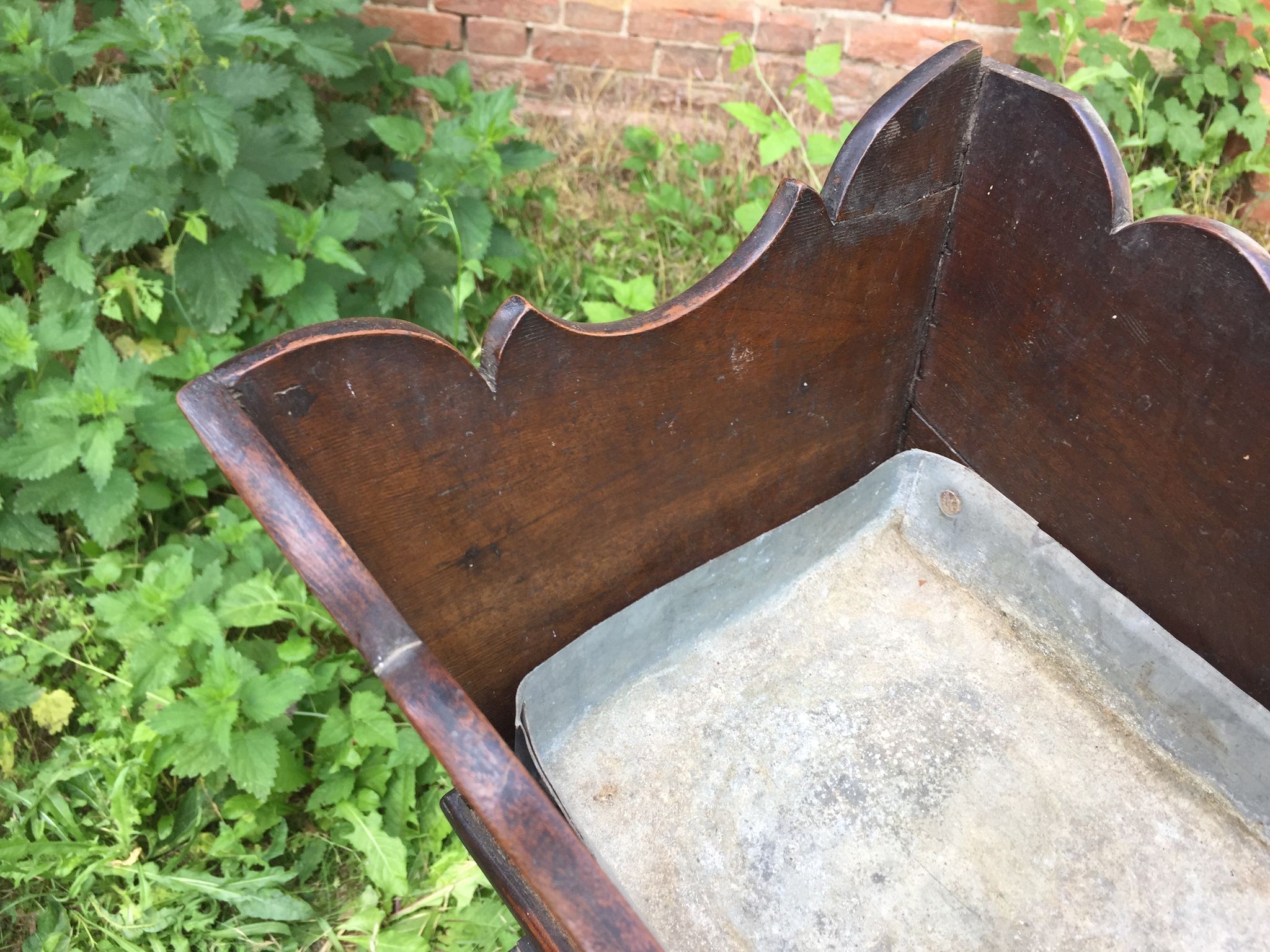 Jardinière bois fer forgé et zinc