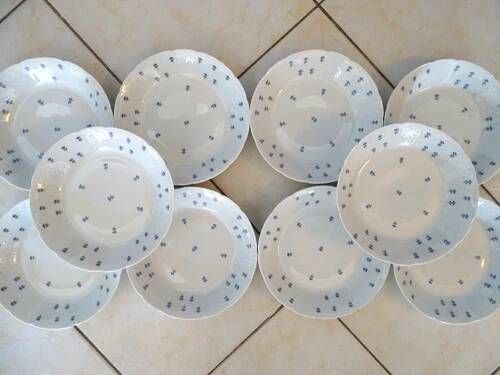 10 deep plates Limoges GDA porcelain with blue cornflowers 1930 Ø 19 cm
