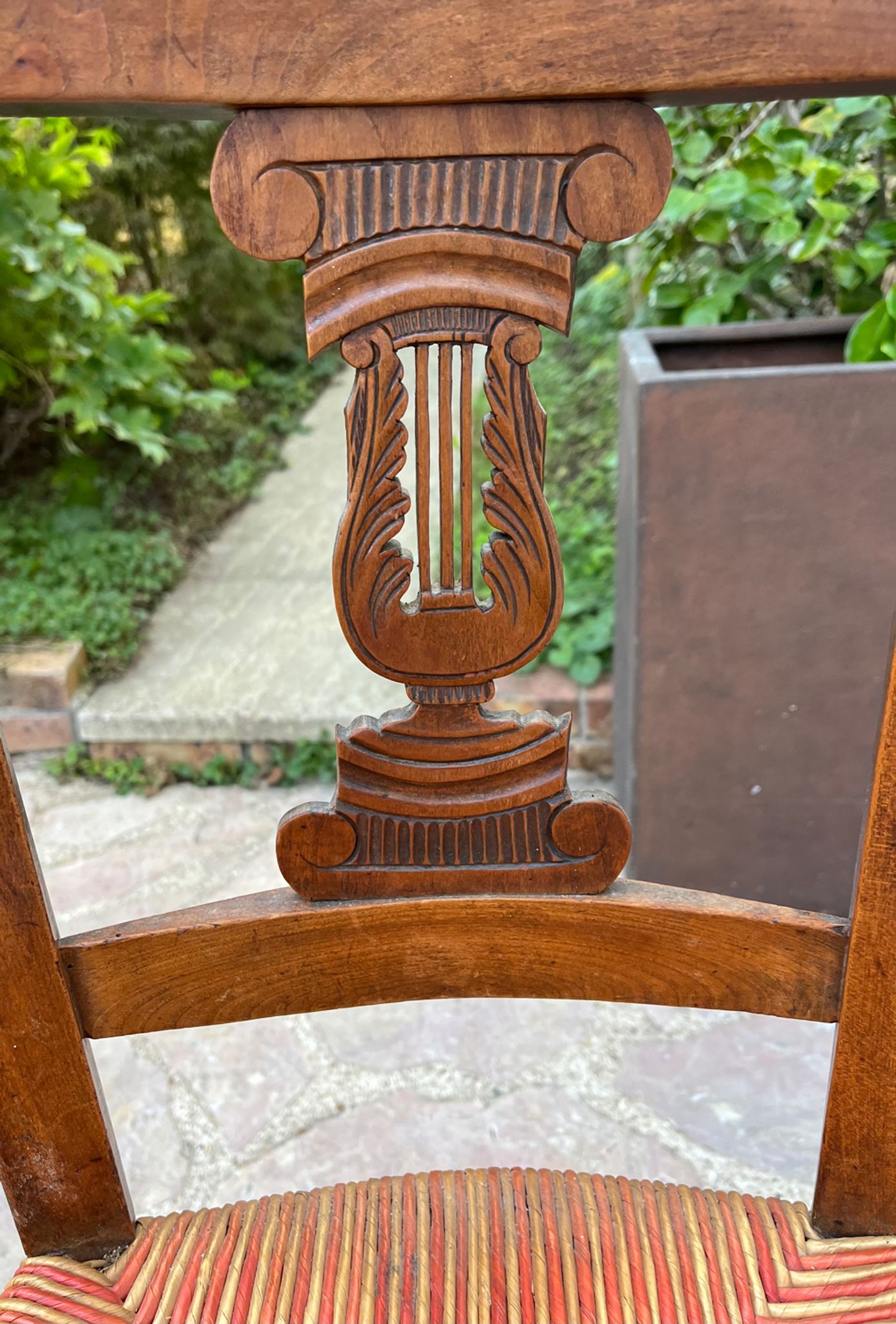 Pair of straw seated chairs