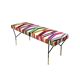 Mid Century Modern Rectangular Footstool with Geometric Multicoloured Fabric
