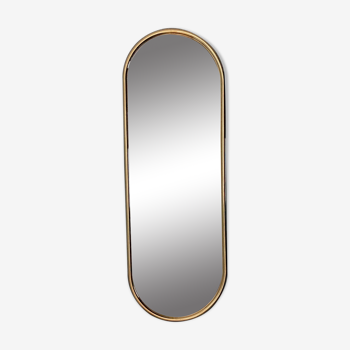 Miroir ovale en métal doré 108x39cm