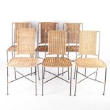 Set of 6 wicker and iron chairs
