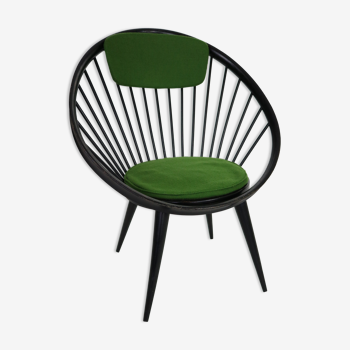 Fauteuil "circle" noir Yngve Ekström pour Swedese, années 1960, Suède