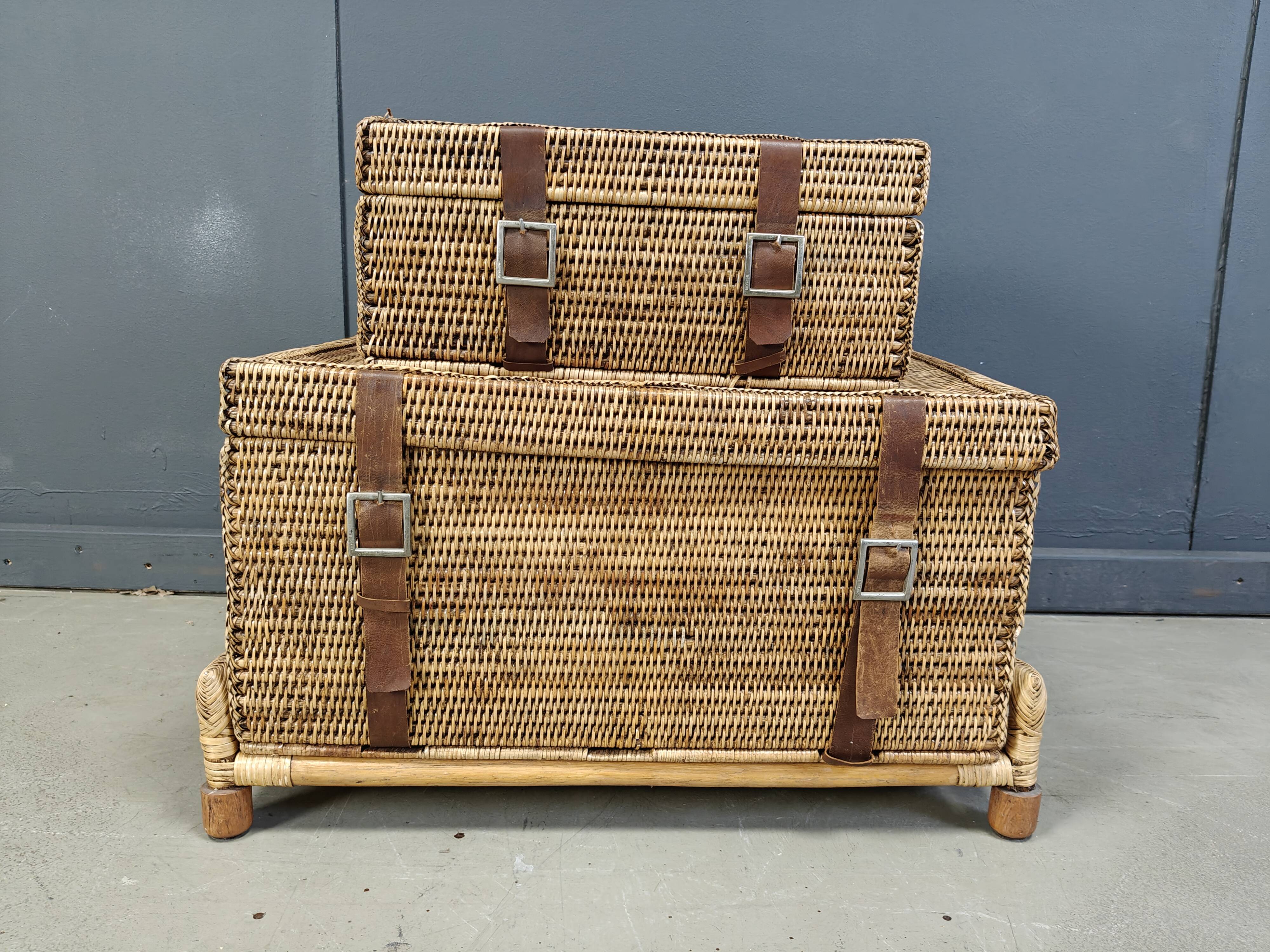 Vintage wicker trunks, set of 2 - 1970s