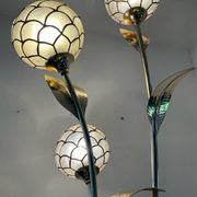 Vintage brass and mother-of-pearl floor lamp from the 70s