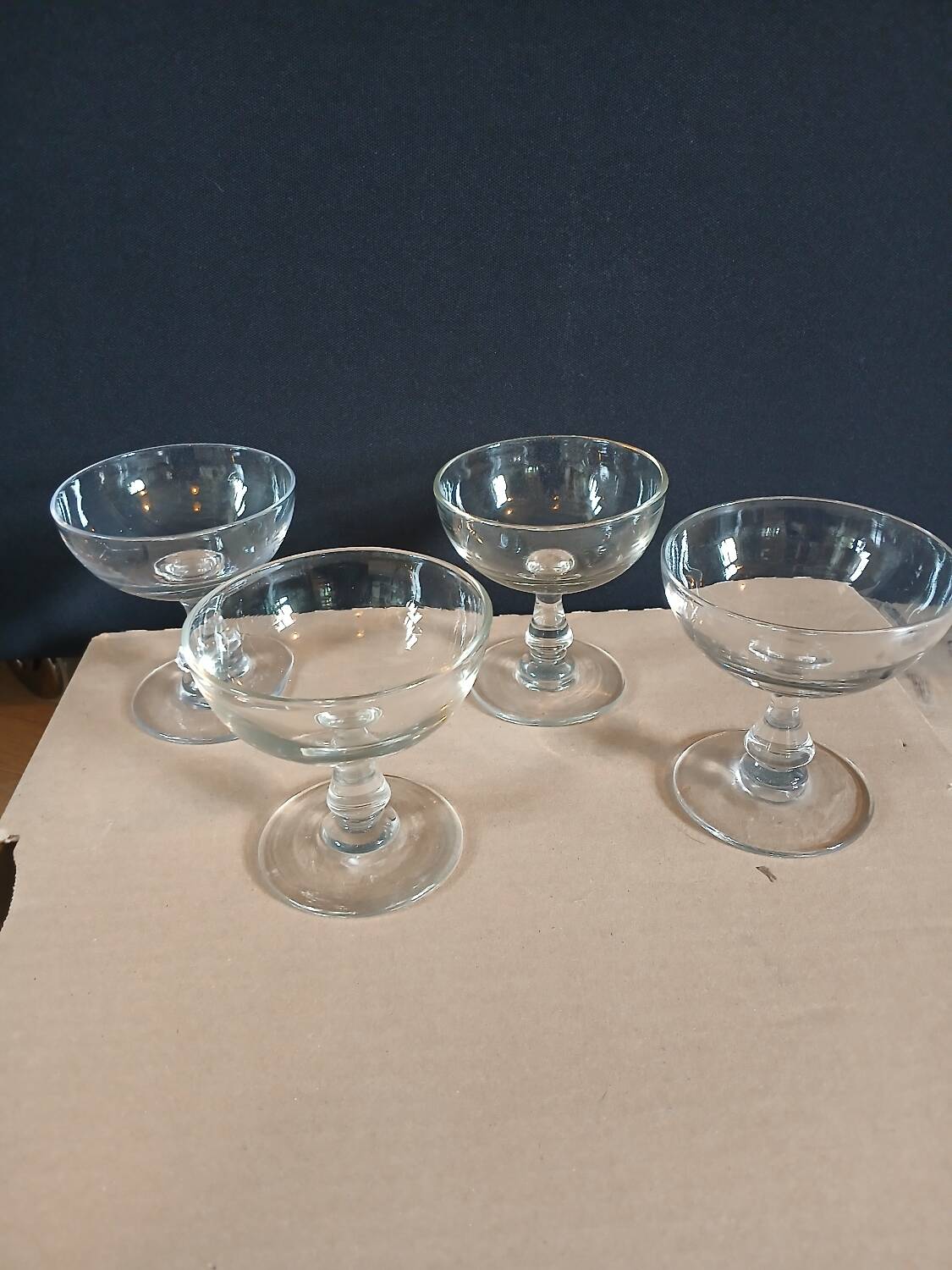 4 antique champagne glasses