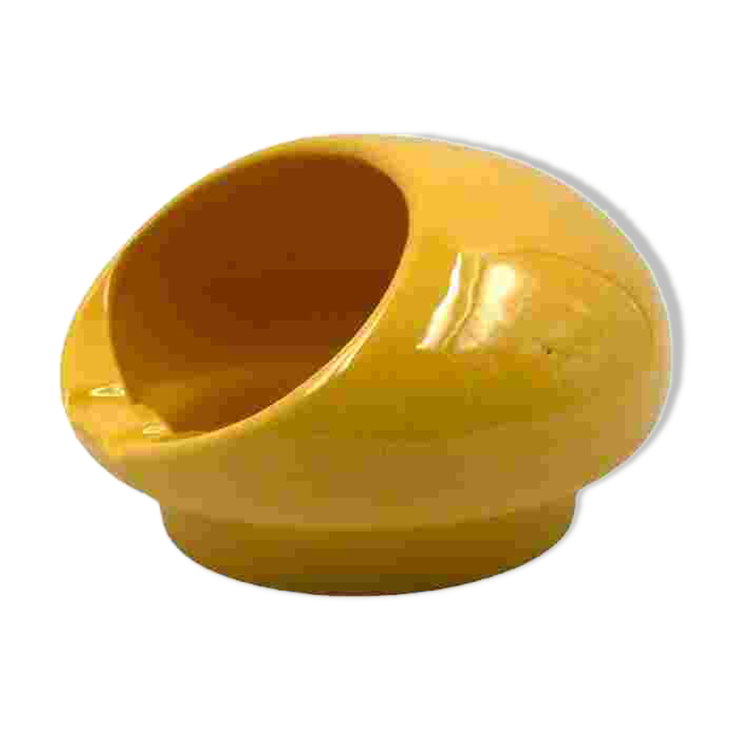 Space age yellow ceramic ashtray, Viba Italy 1970s
