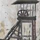 French vintage oil painting on canvas of a mine, signed M. L. Bertin Eustache