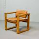 Chaise d'appoint cubique en pin et cuir cognac, design hollandais, Ate van Apeldoorn, années 70