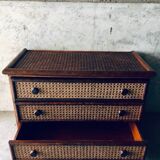 Vintage rattan chest of drawers "Maison Maugrion" R.Bobois