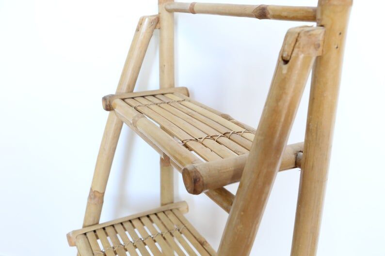 Bamboo shelf, staircase, vintage, plant door, rattan