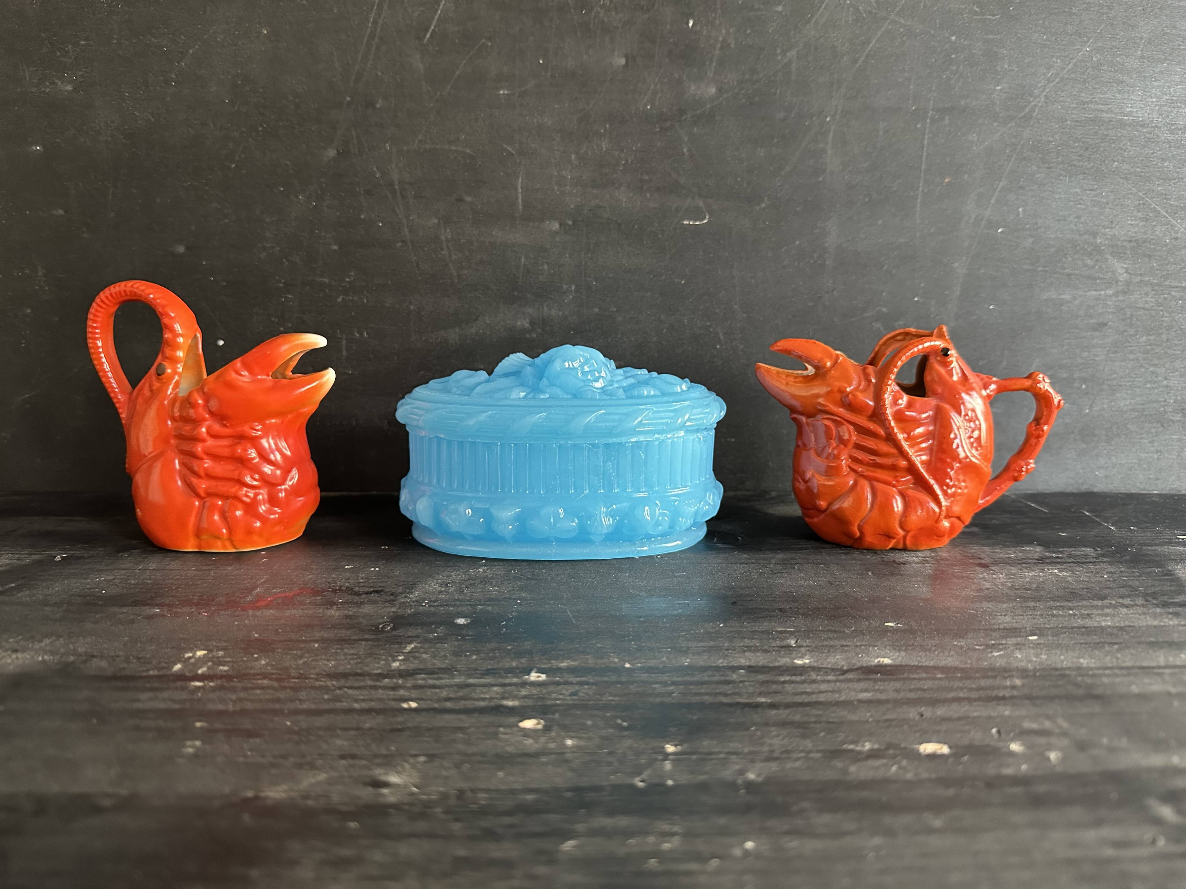 Antique ceramic lobster pitcher from the early 20th century.