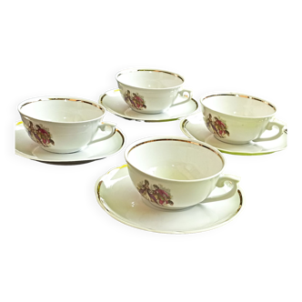 4 tasses et sous tasse en porcelaine