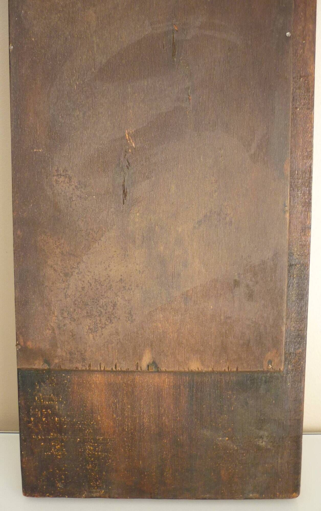 Carved wooden mirror, signed P. Guallino, "le passage", brutalist design from the 80s