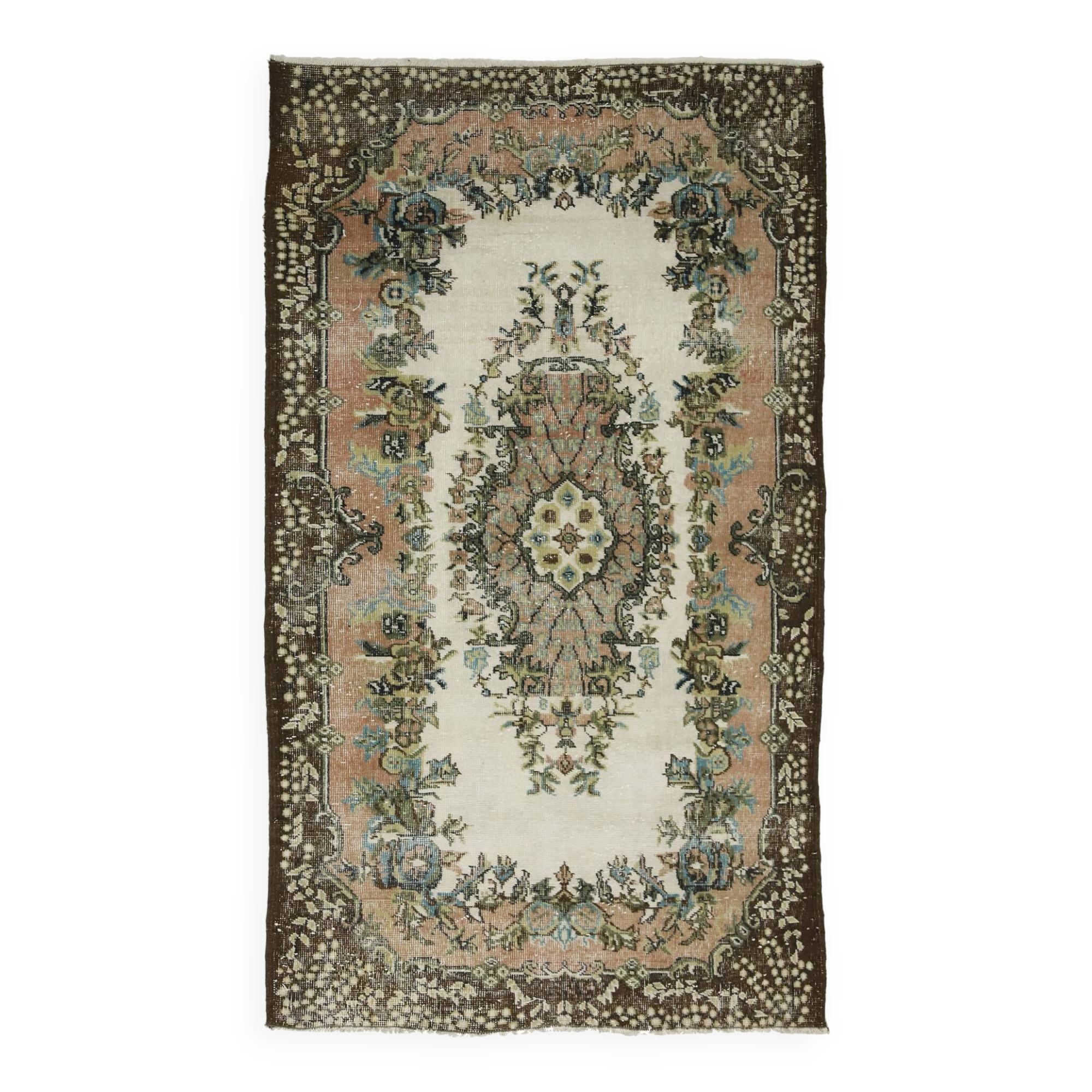 Turkish Anatolian Handmade Vintage Area Rug 212 cm x 125 cm