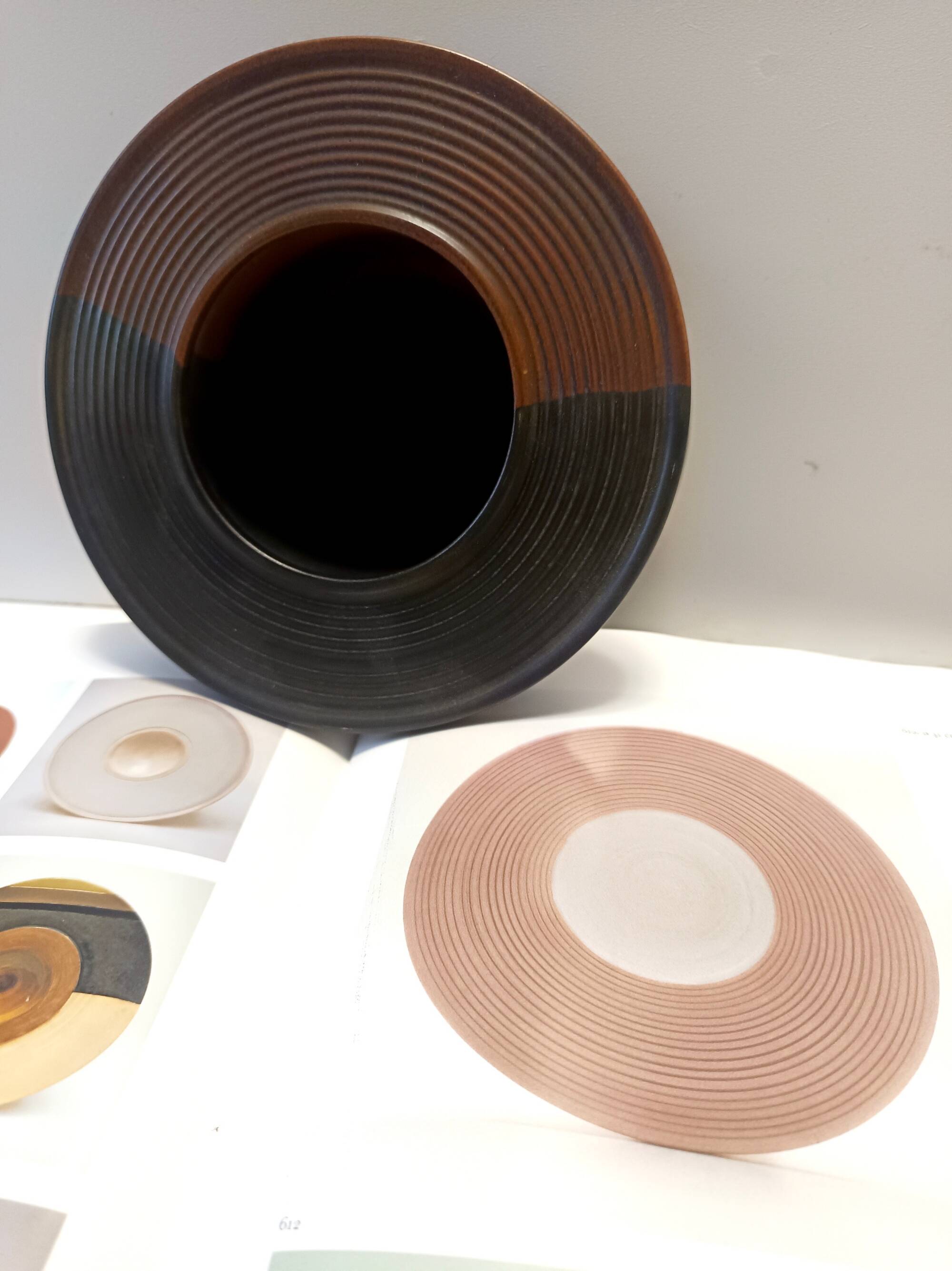 Black and Brown Hand-Painted Ceramic Piece attributed to Franco Bucci, Italy