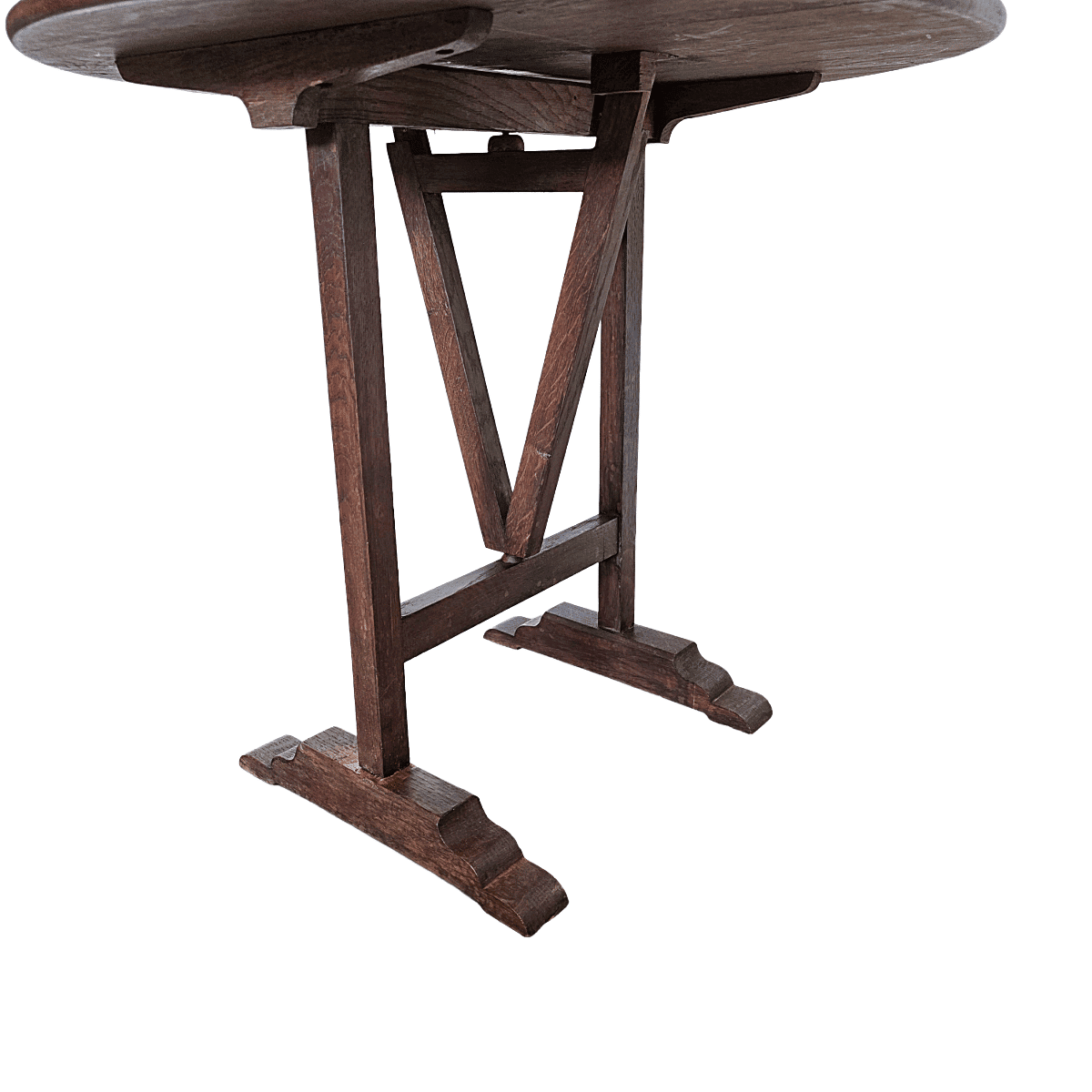 Table d'appoint vigneron en chêne français antique, début des années 1900.