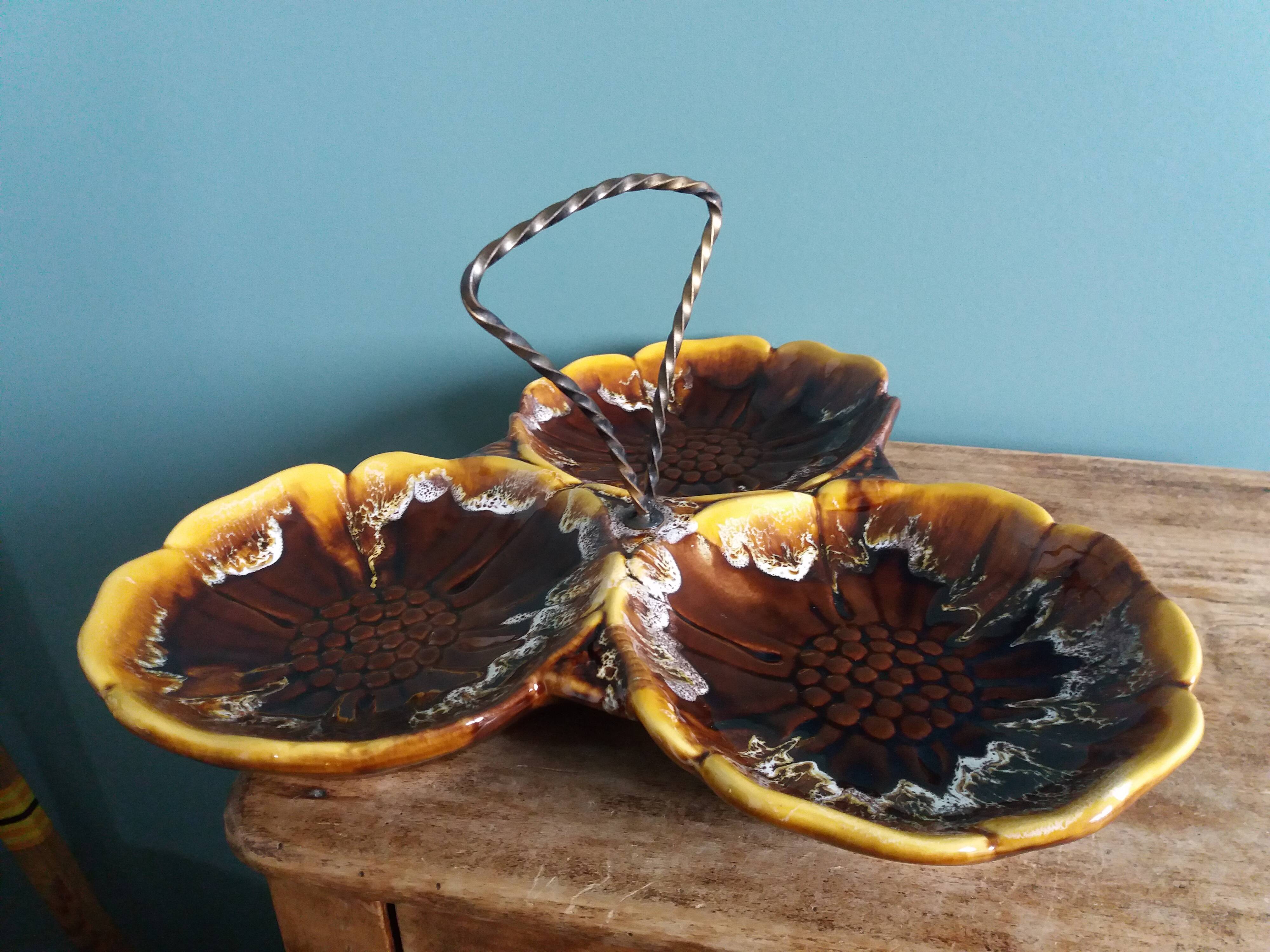 Vallauris presentation dish in flamed ceramic