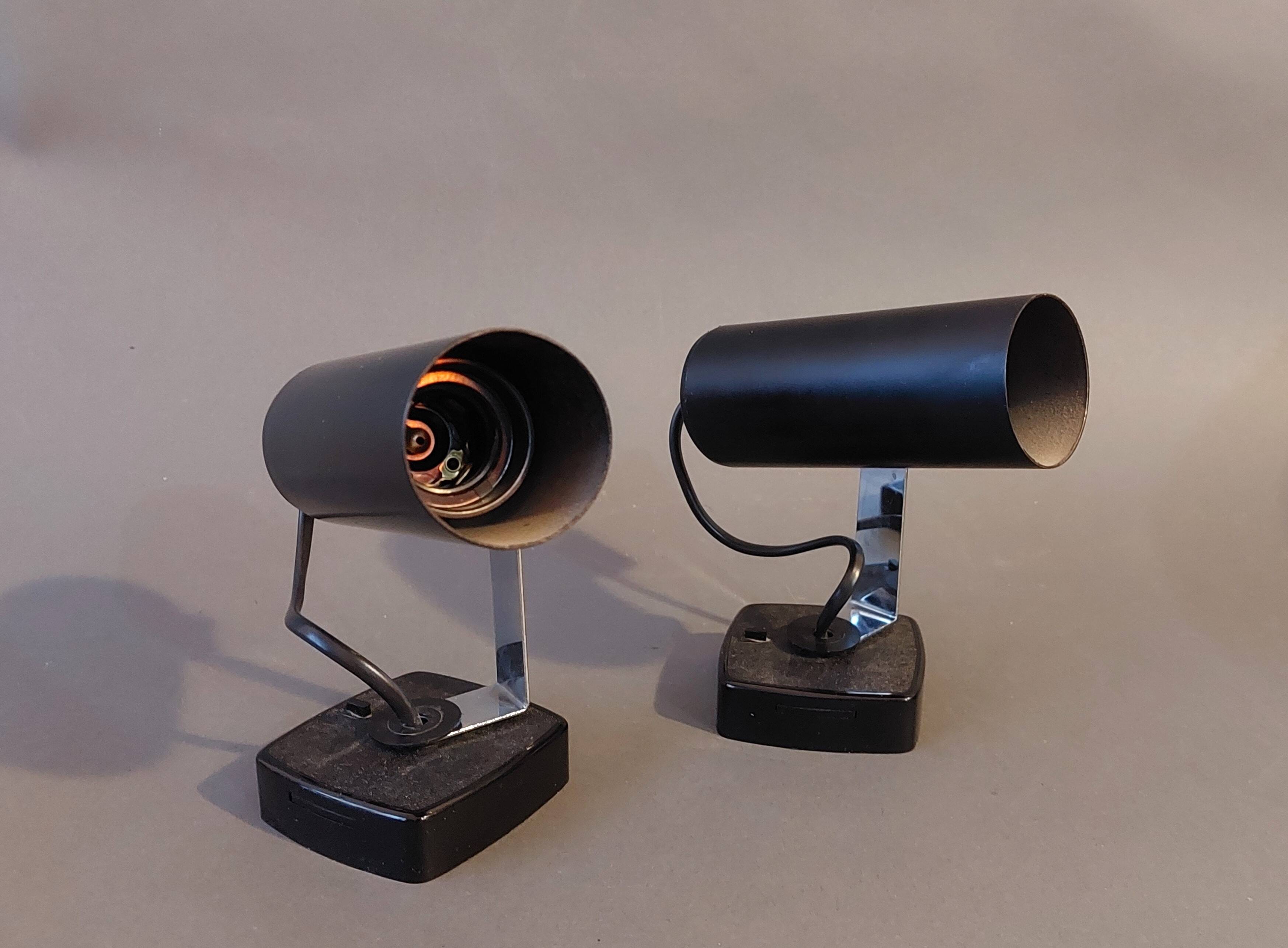 Pair of black Targetti Sankey wall lights 1970.