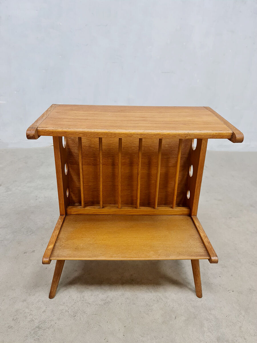 Vintage Dutch design side table magazine rack