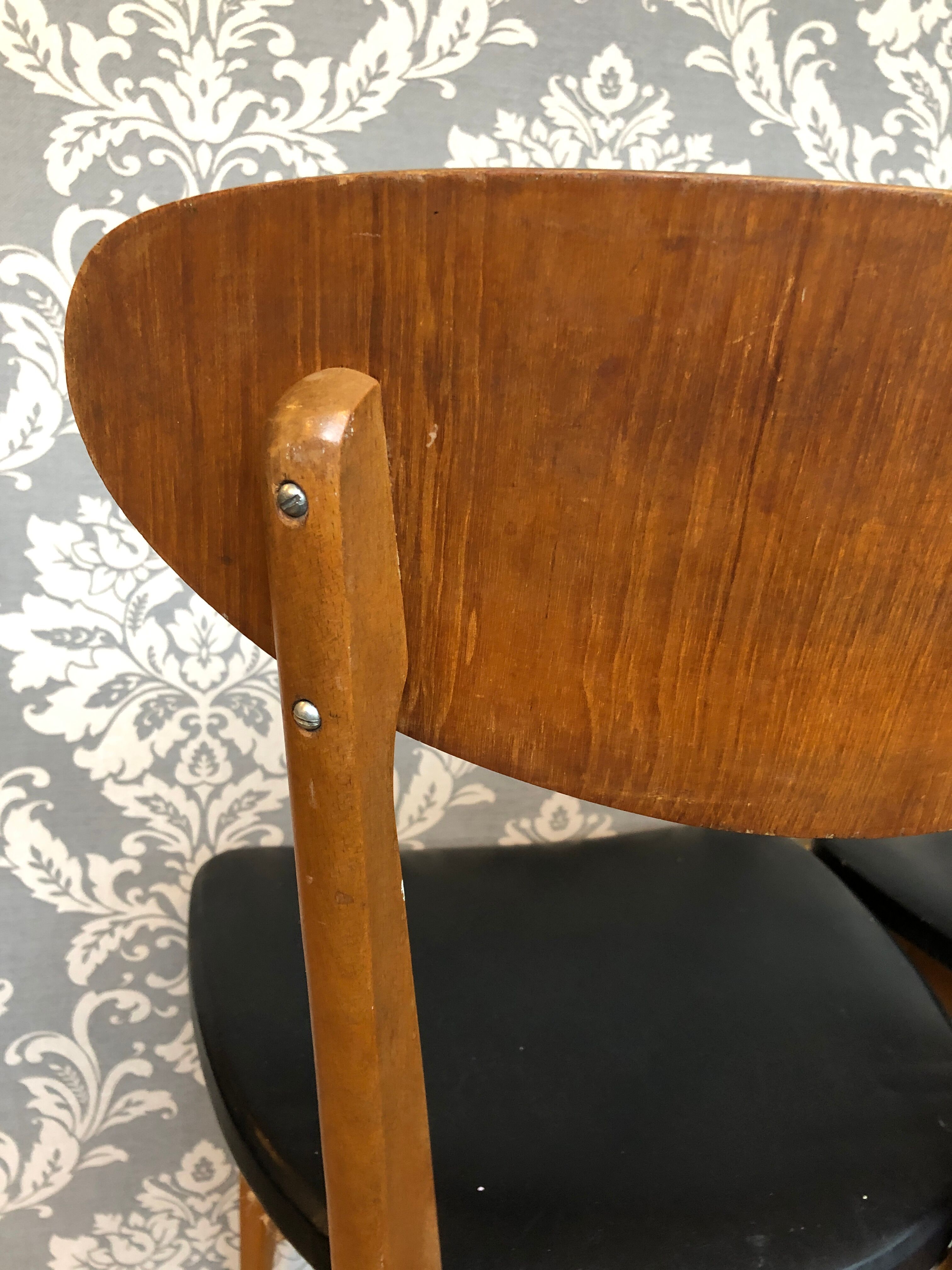 Two vintage chairs compass feet, 1950