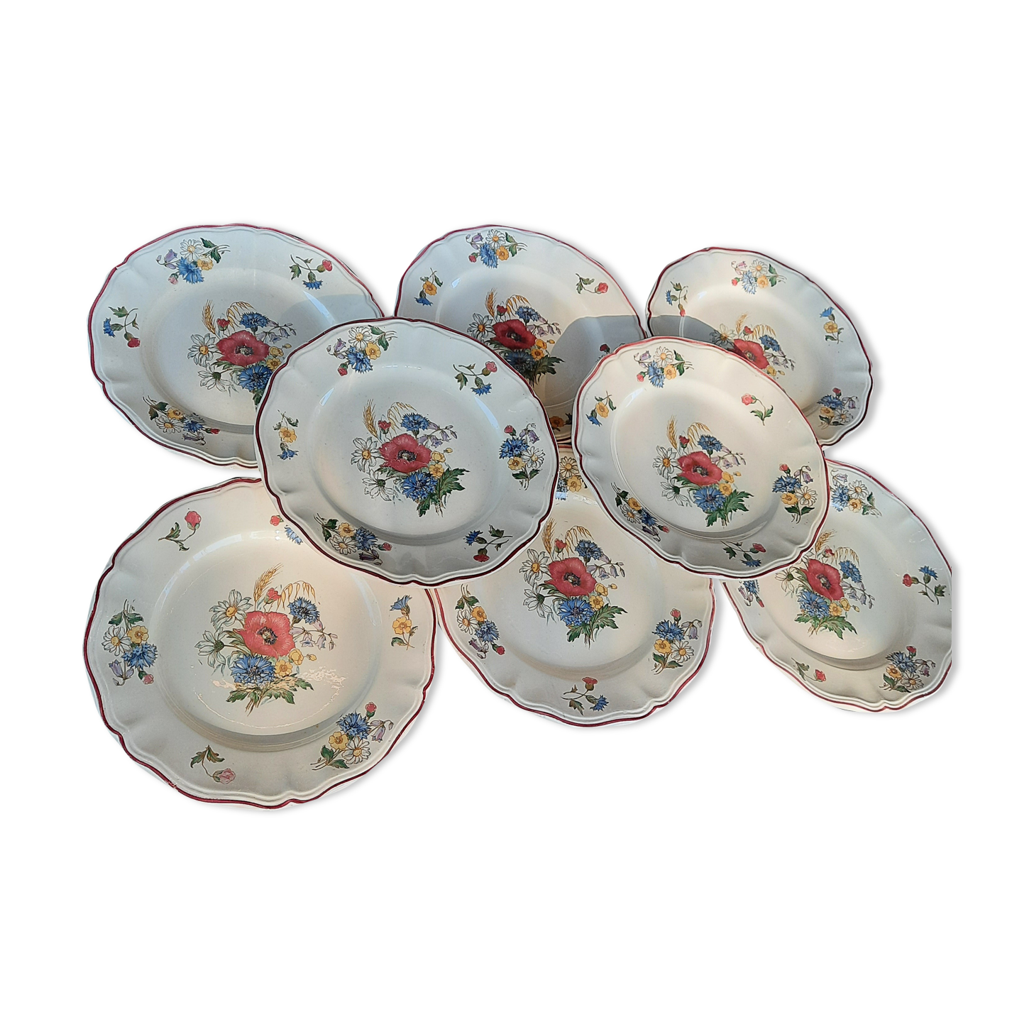 8 petites assiettes de sarreguemines série agreste