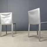 Chaises de salle à manger en cuir gris par Cattelan Italie, lot de 8 - années 1980