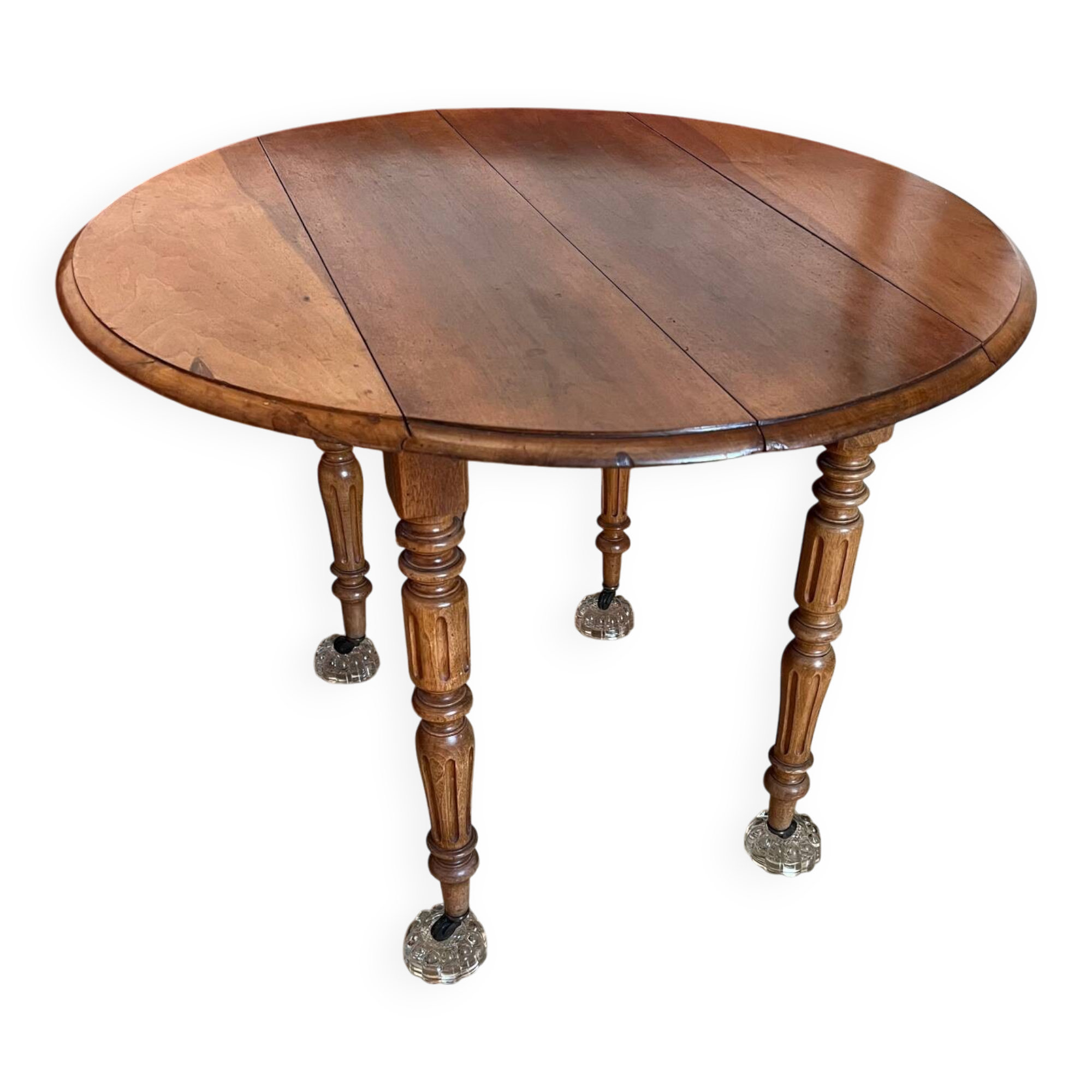 Folding round wooden table