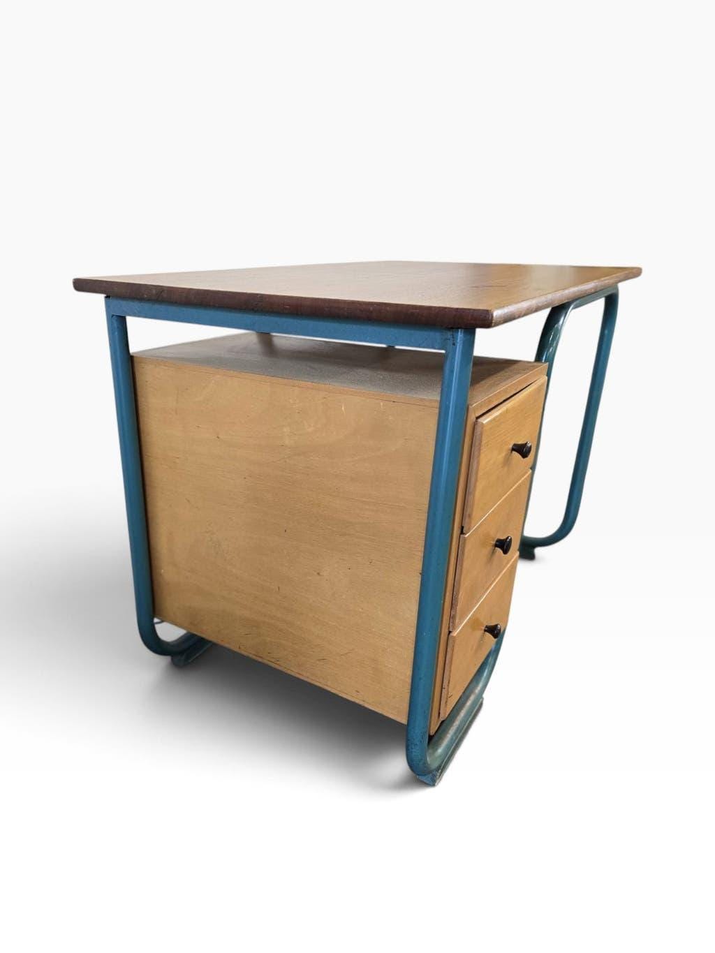 Curved vintage industrial desk / Bauhaus desk