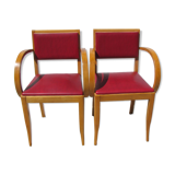 Pair of bridge armchairs , year 50-60 , beech