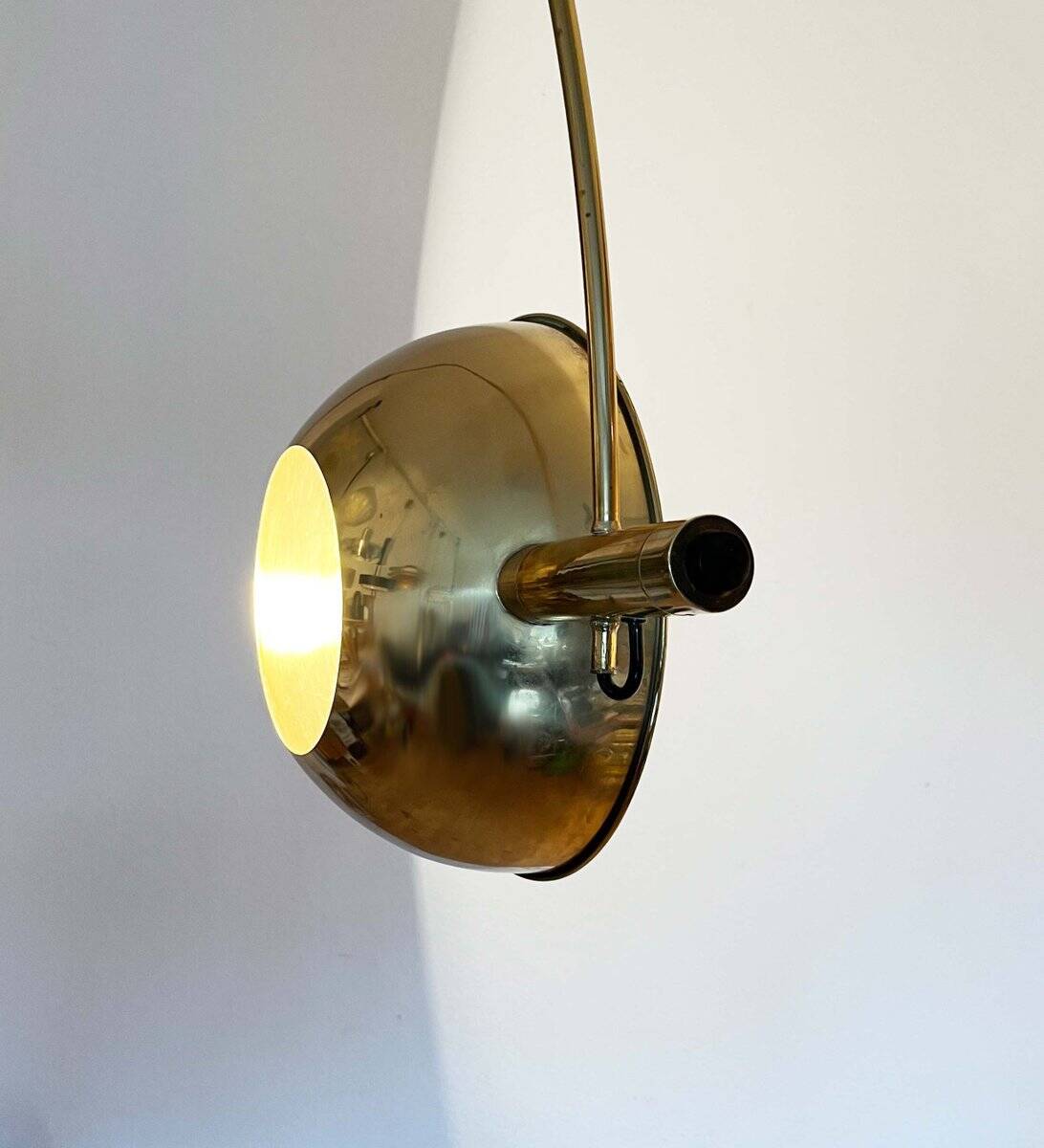 German Postmodern Vintage Brass Arc Floor Lamp with Clamp Rod attributed to Florian Schulz, 1970s