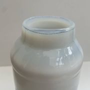 Blown opaline glass vase with coloured inclusions