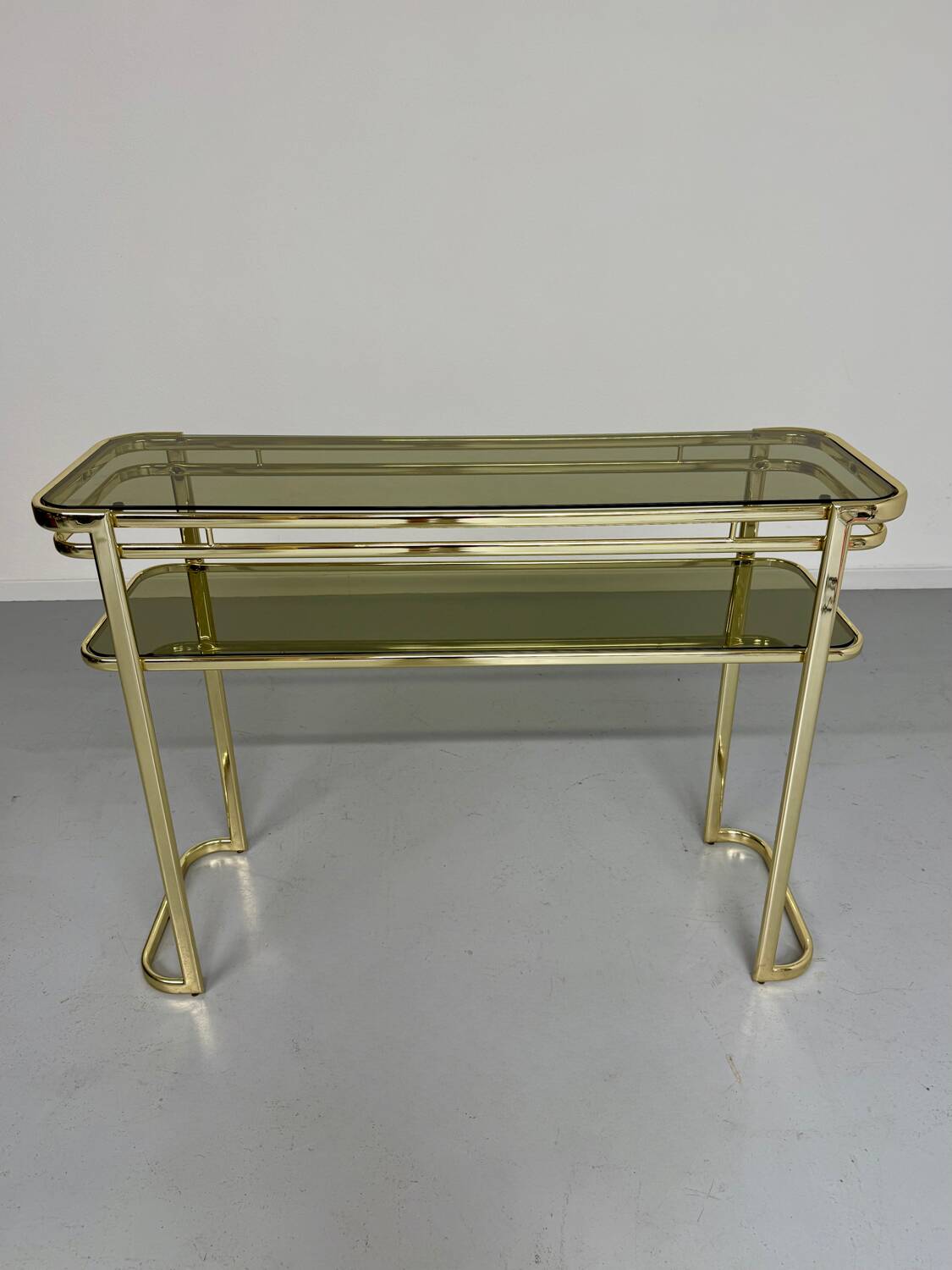 Antique gilt brass console table by Italian designer Milo Baughman for More