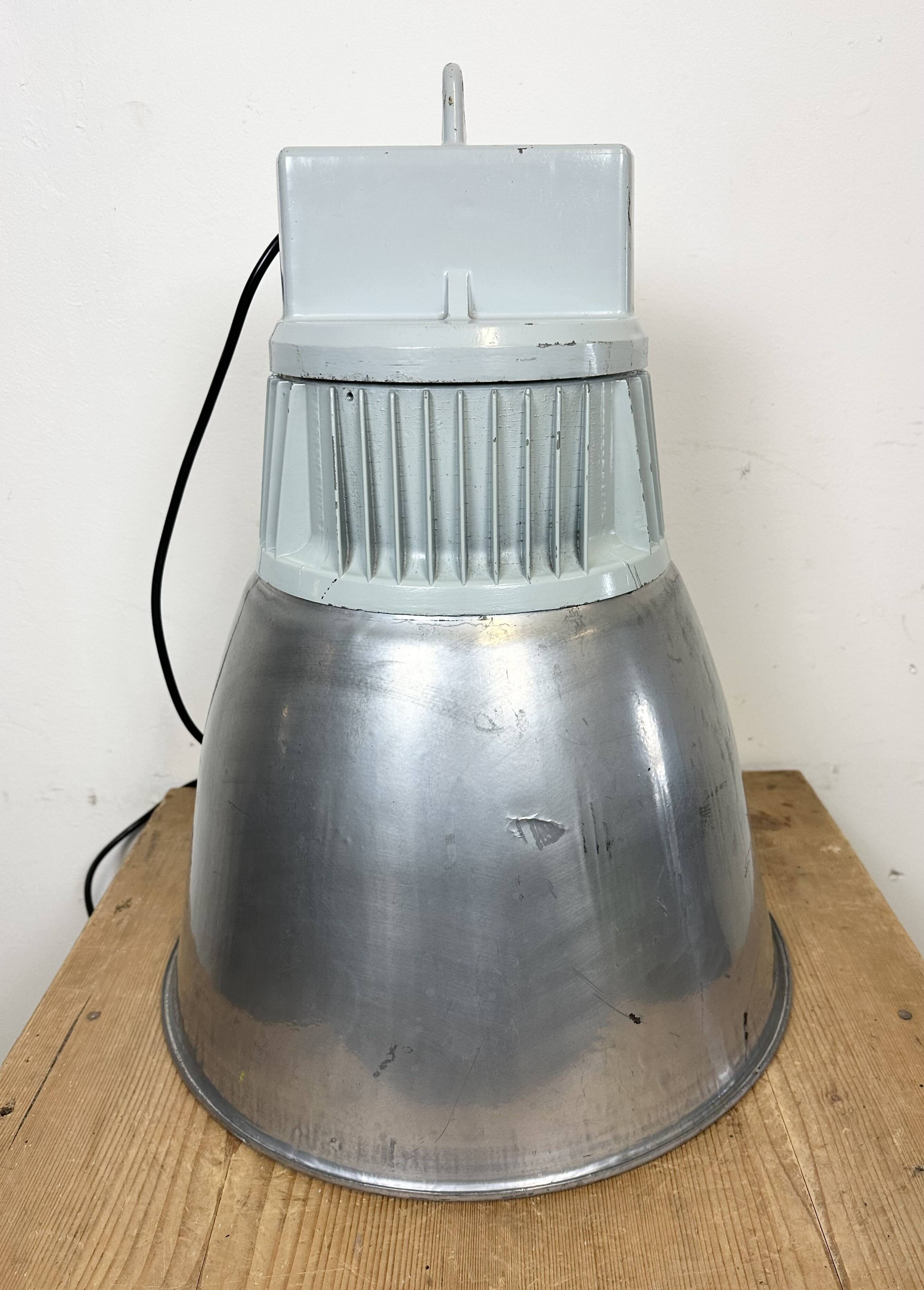 Vintage Silver Industrial Factory Pendant Lamp from Elektrosviti, 1960s