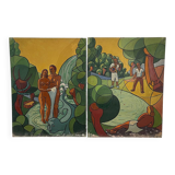 1950s diptych in the post-nabis style