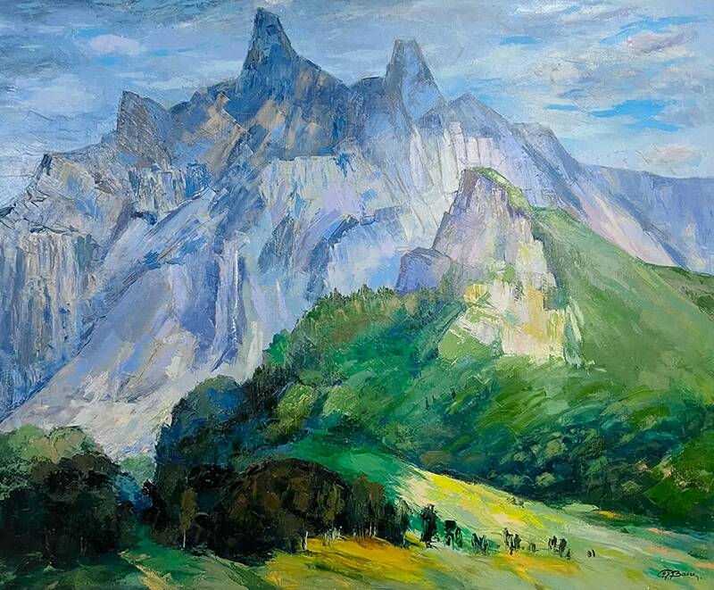 Tableau « Massif Alpin », Robert Barré, 1966, Huile sur toile