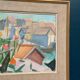 Swedish Original Oil on Canvas – "Figure Near a Flower Fence" by Carl Gunne – Signed – Vintage and Framed – 69.5 × 48 cm (27.4" × 18.9")