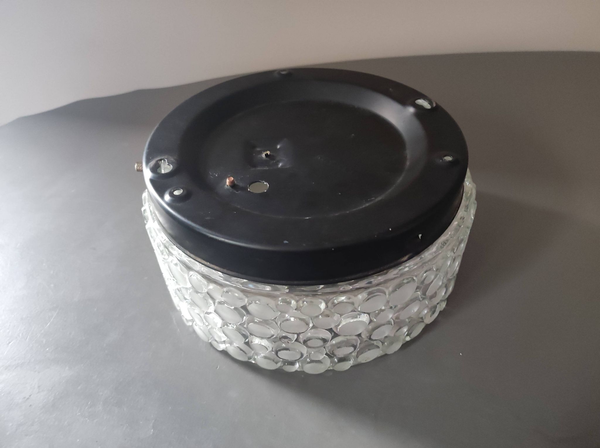 Ceiling lamp wall lamp globe glass molded metal base space age vintage