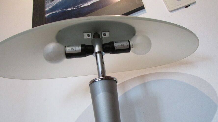 Vintage mushroom lamp, aluminium, glass and stainless steel