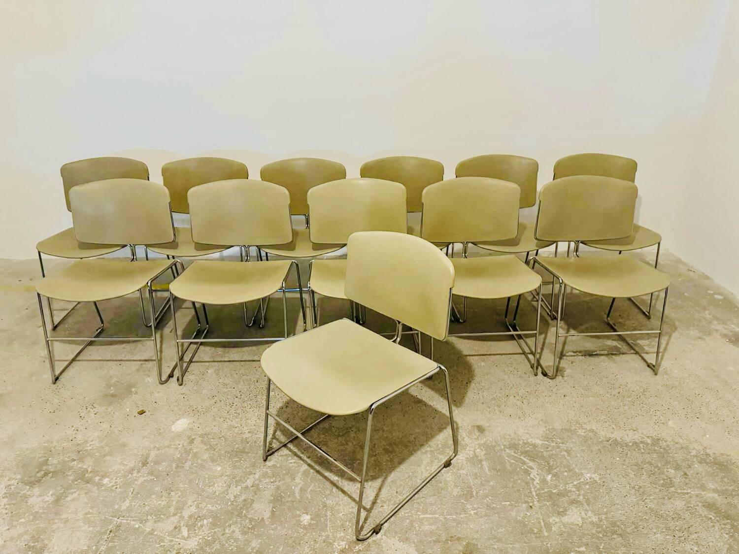 Set of 12 Max Stacker stackable chairs, 1970