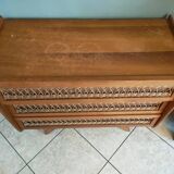 Vintage rattan and oak chest of drawers from the 1960s
