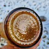 Service de 6 verres vintage ambrés avec porte-verres en bois