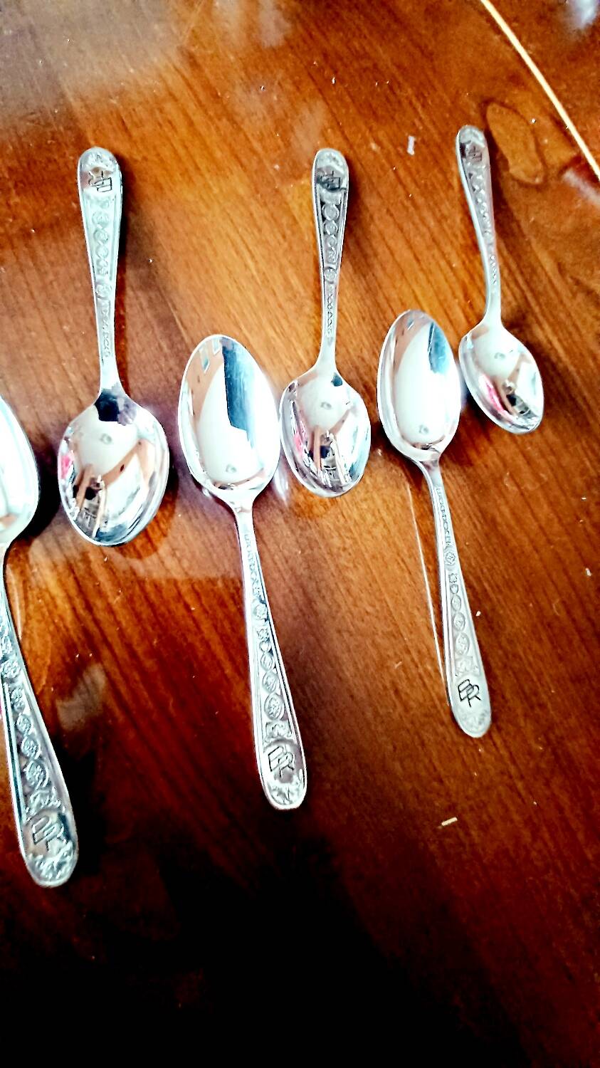 Set of 12 small Christofle Art Deco spoons
