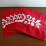 Lot 6 serviettes de table 46 x 42 rouges et blanches en coton