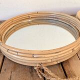 Rattan and rope mirror duo
