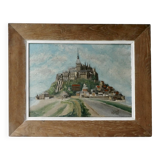 Oil painting on cardboard, Mont Saint Michel 1940s