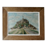 Tableau huile sur carton, le Mont Saint Michel années 40