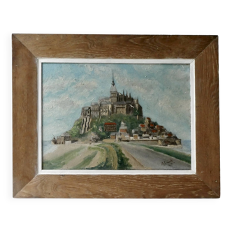 Oil painting on cardboard, Mont Saint Michel 1940s